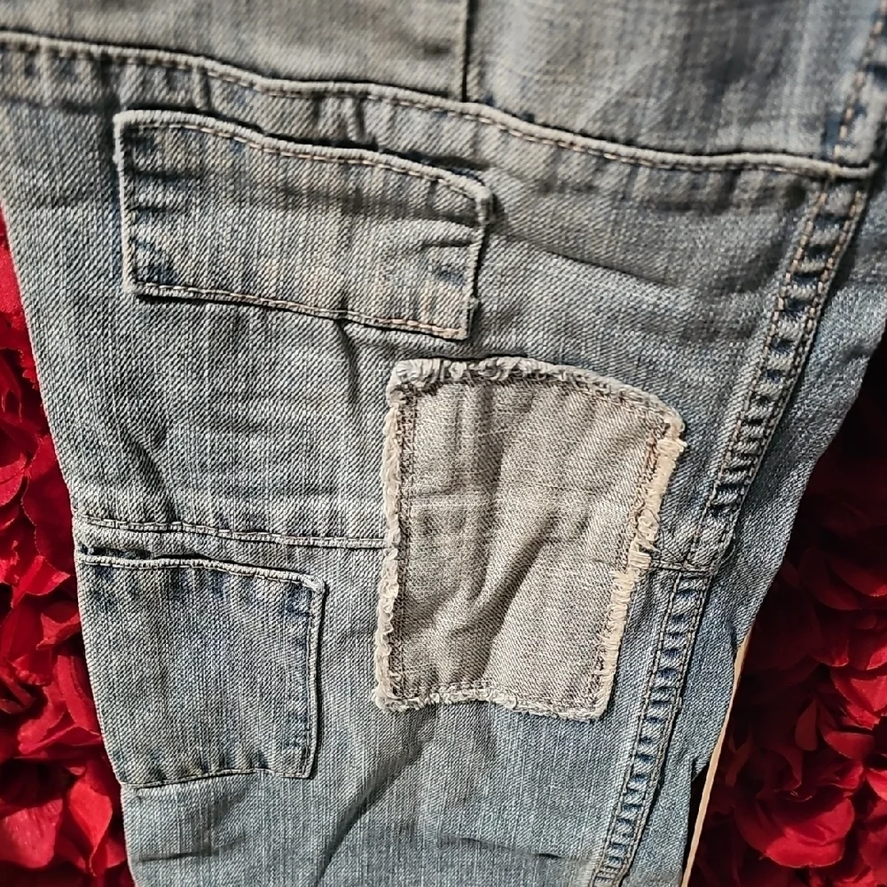 Justice Girls Light Blue Denim Patchwork Jeans Size 16½